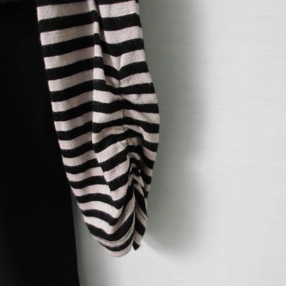 Style & Co Petite black tan striped rayon blend 3/4 sleeve knit top *Sz PM* - Picture 3 of 5